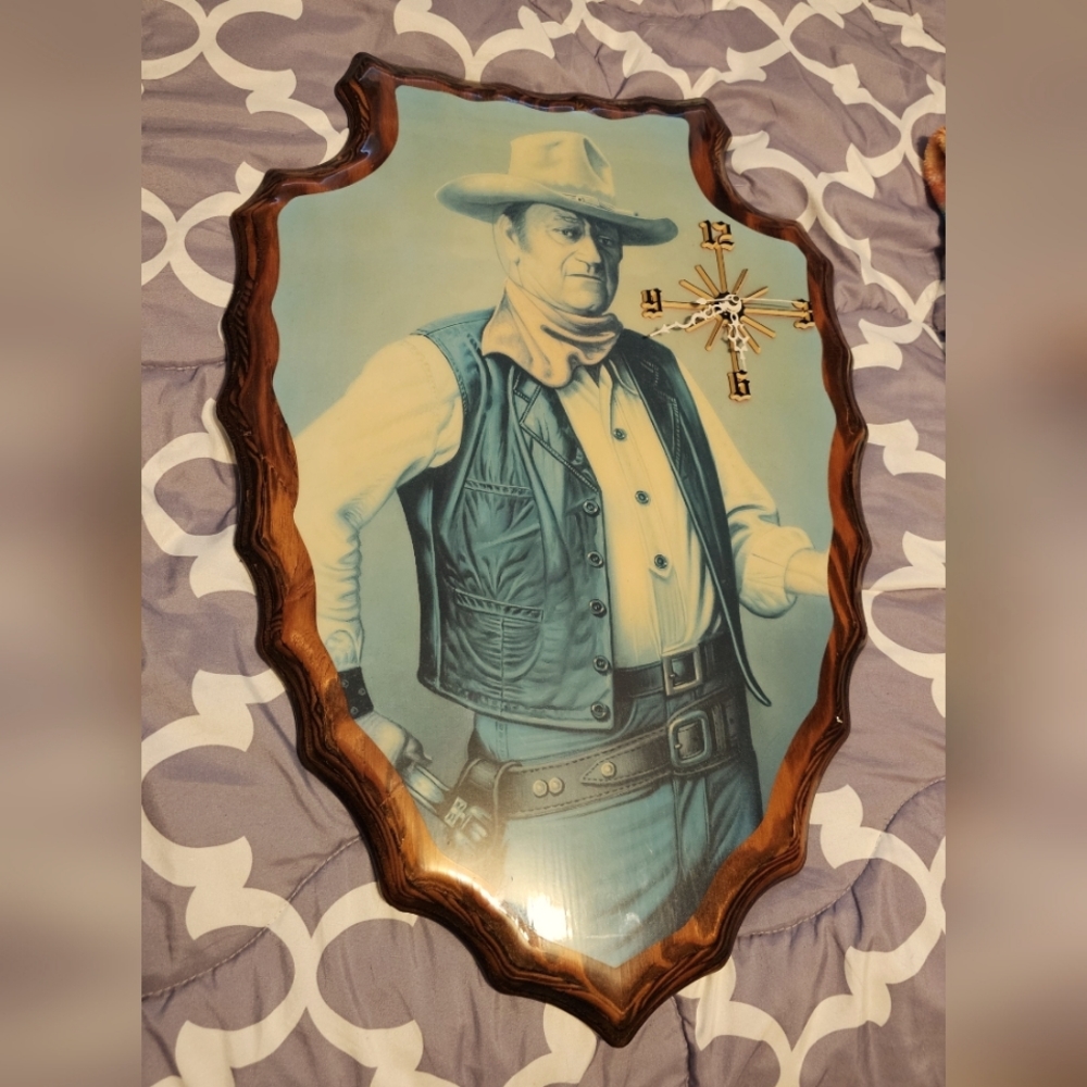 Handmade Wooden John Wayne Clock